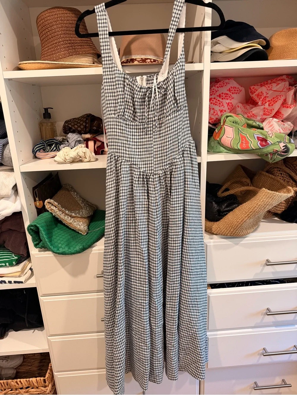Reformation Balia Linen Blue Gingham Maxi Dress - Picture 3 of 4